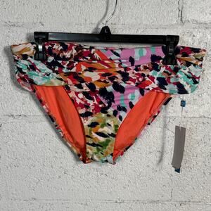 Bleu by Rod Beattie Women's Animal Sarong-Waist Swim Bottom multi 10 MSRP $59